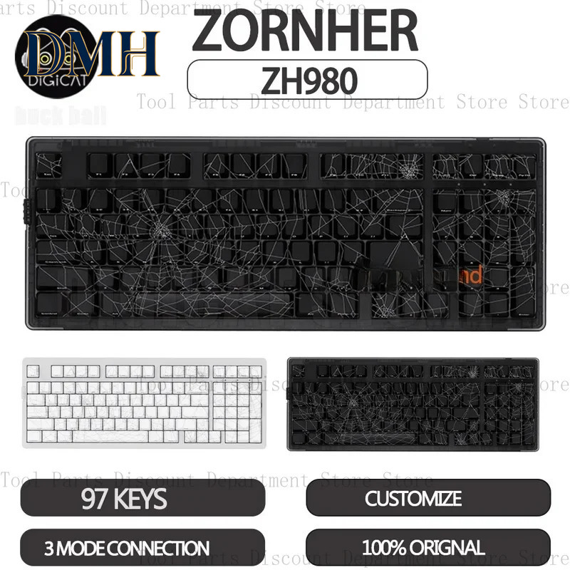 Gaming Accessories Manufacturers - ZORNHER Zuohe ZH980 スパイダーウェブメカニカルキーボード 3モードワイヤレスゲーミングキーボード RGB