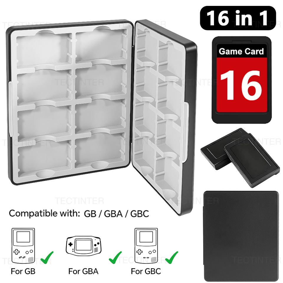 Gaming Accessories Box - ポータブル 16 in 1 ゲームカード収納ボックス GB/GBA/GBC