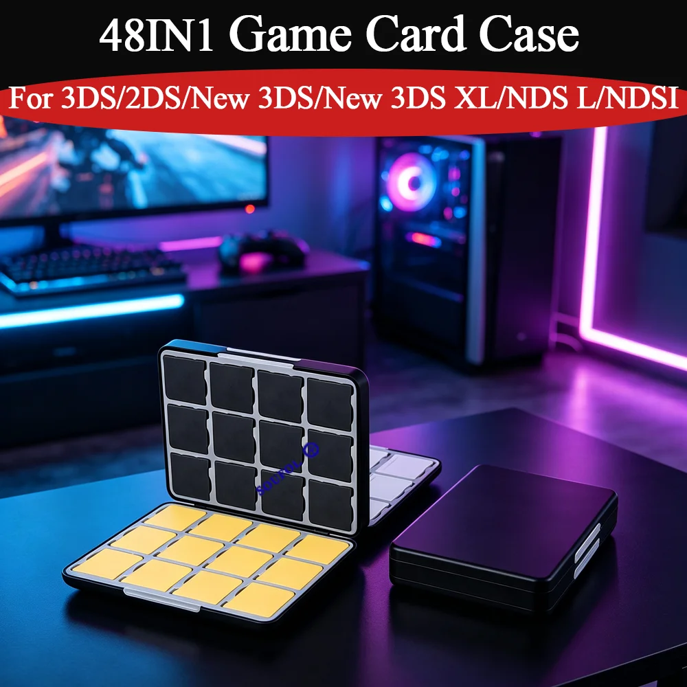 Gaming Accessories Box - 2026 新 3DS 用 48IN1 ポータブルゲームカード収納ボックス保護磁気ケース