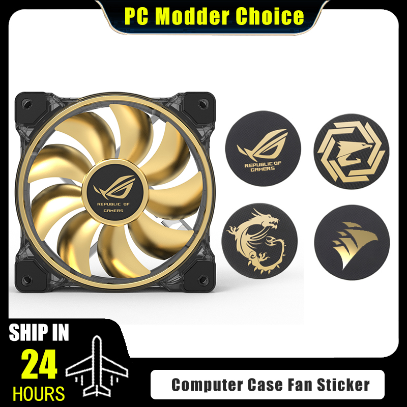 Video Gaming Accessories - コンピュータケースファンロゴステッカー、ROG MSI AORUS Corsairラベル金メッキペーストPCゲーマーGPU装飾アクセサリー、3ピース/ロット