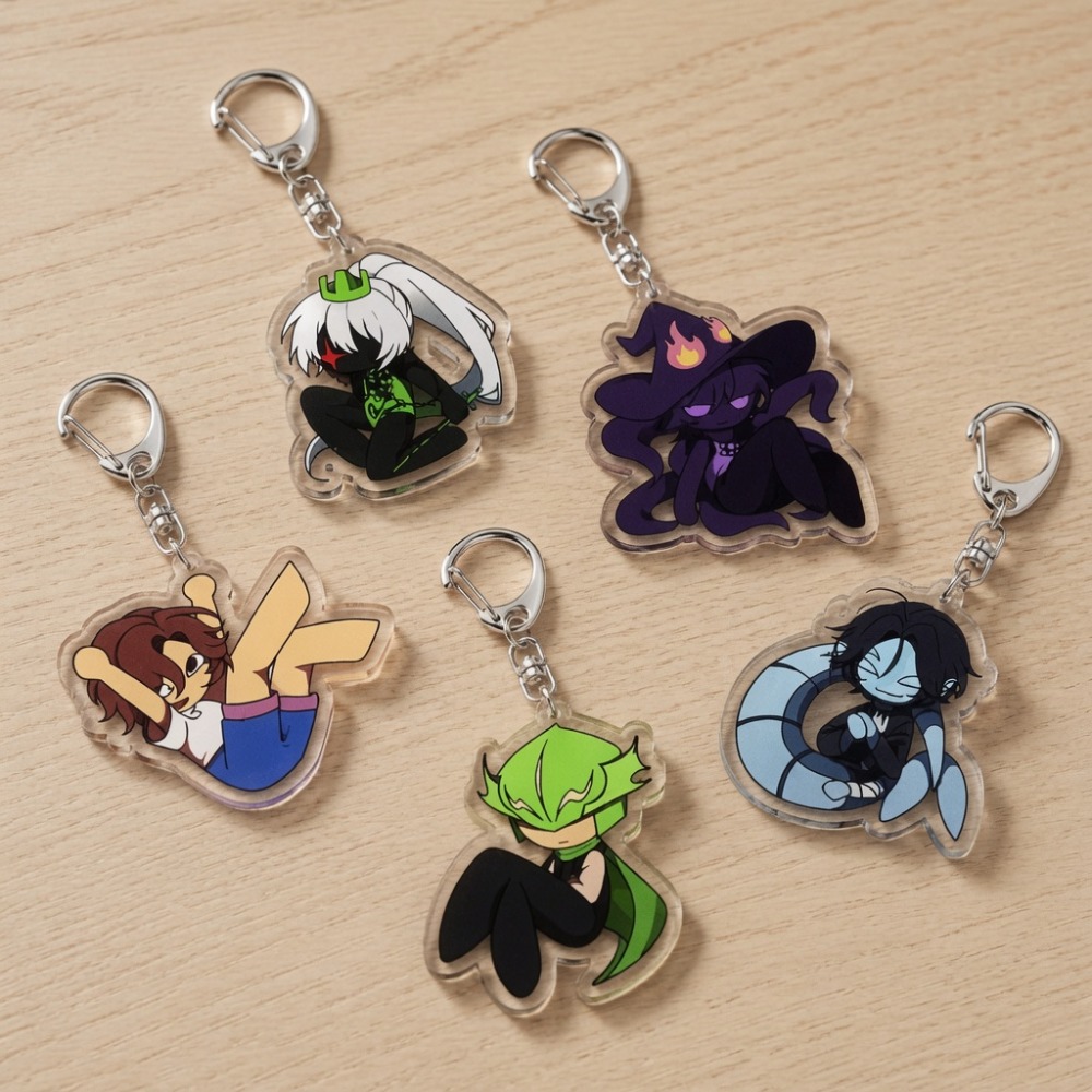 Gaming Accessories Wholesale - かわいい漫画ちびキーホルダーアクセサリーバッグチャーム怖いゲームゲーマーアニメアクリルキーリングファンペンダントギフト