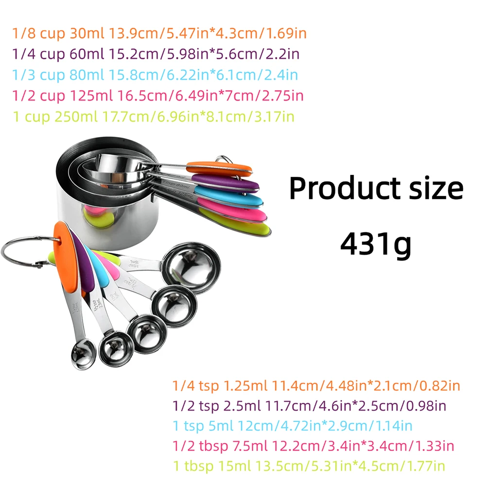 5/10 個ステンレス鋼計量カップとスプーンセットキッチンア - Gaming Kitchen Accessories のレビューと価格